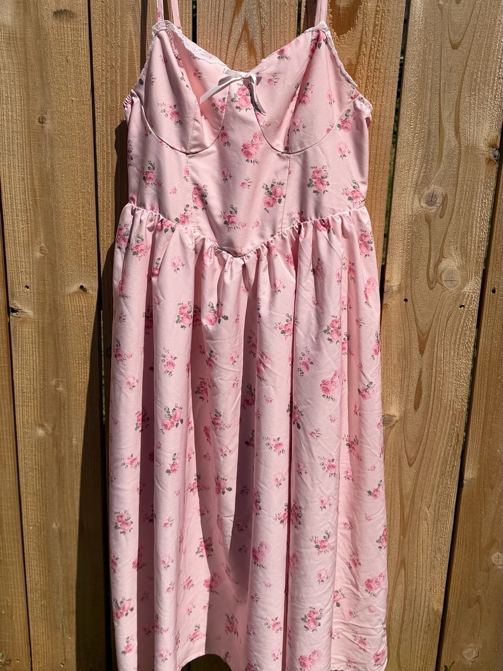 SHEIN plus size Pink Floral Midi Dress